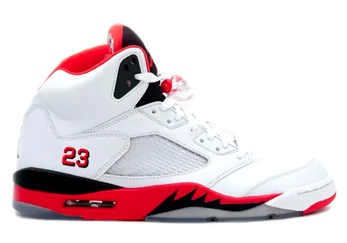 Jordan 5 retro fire red black tongue on sale