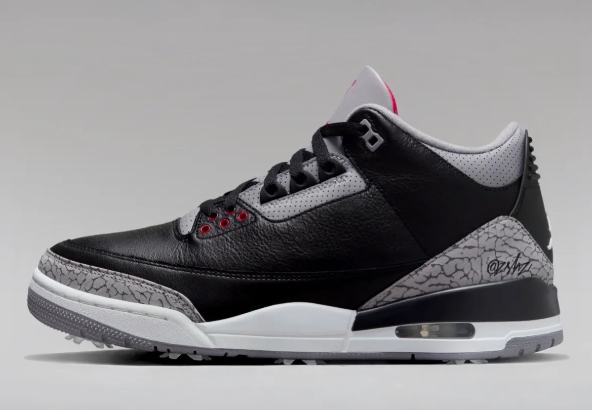 NIKE✨JORDAN✨ゴルフシューズ✨BLACK CEMENT✨25cm Air Jordan 3 Golf 'Black Cement' Arrives On The Greens in 2027