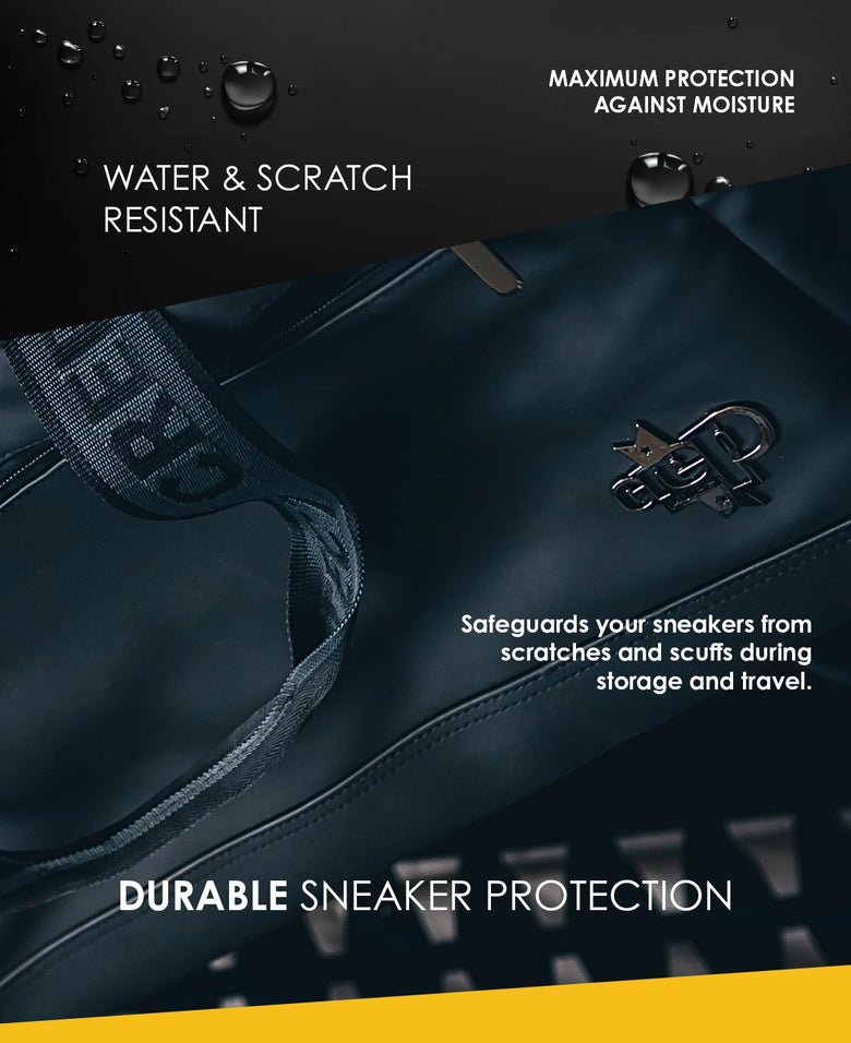 Sneakers securely placed inside a Crep Protect sneaker bag, highlighting convenient storage and portability.