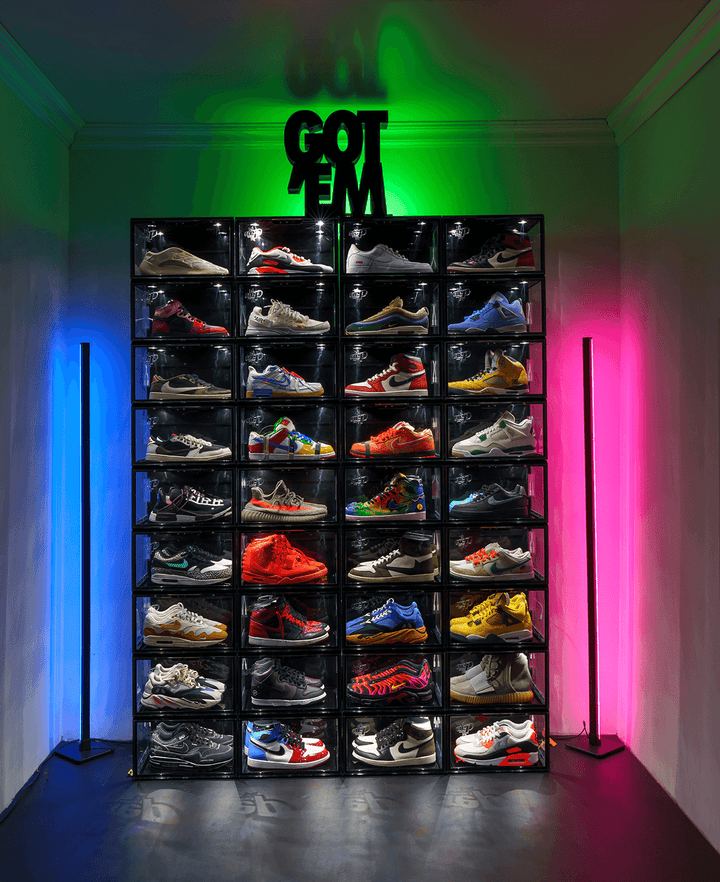 Crep protect sneaker box 3.0 displaying a wall of sneakers: organised elegance