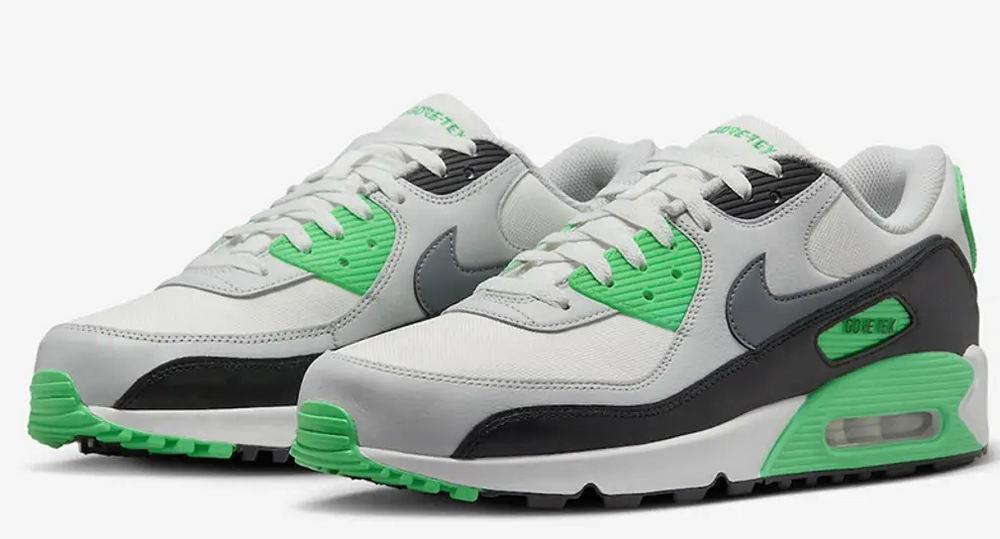 Gray and 2025 green air max