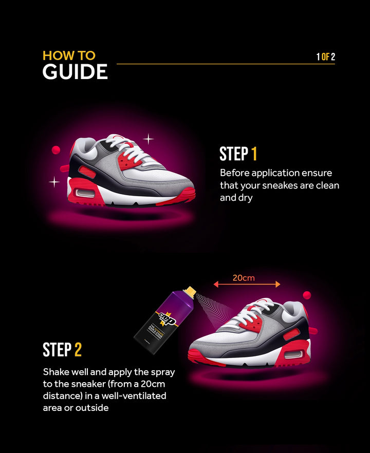 How to use rain and stain resistant shoe protective spray guide: step-by-step instructions by Crep Protect.