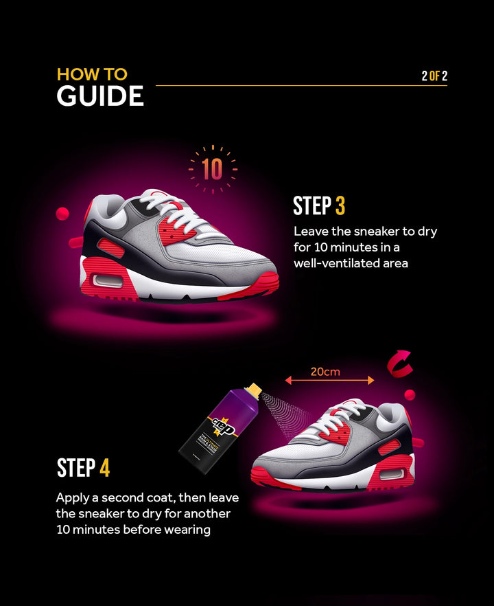 Guide on how to use Crep Protect rain and stain shoe protective spray effectively.