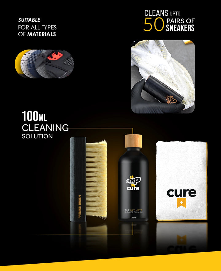 Crep Protect CURE Kit - Premium Sneaker Cleaning Kit, with Brush, Solution  (100ml), Microfibre Cloth and Reusable Pouch