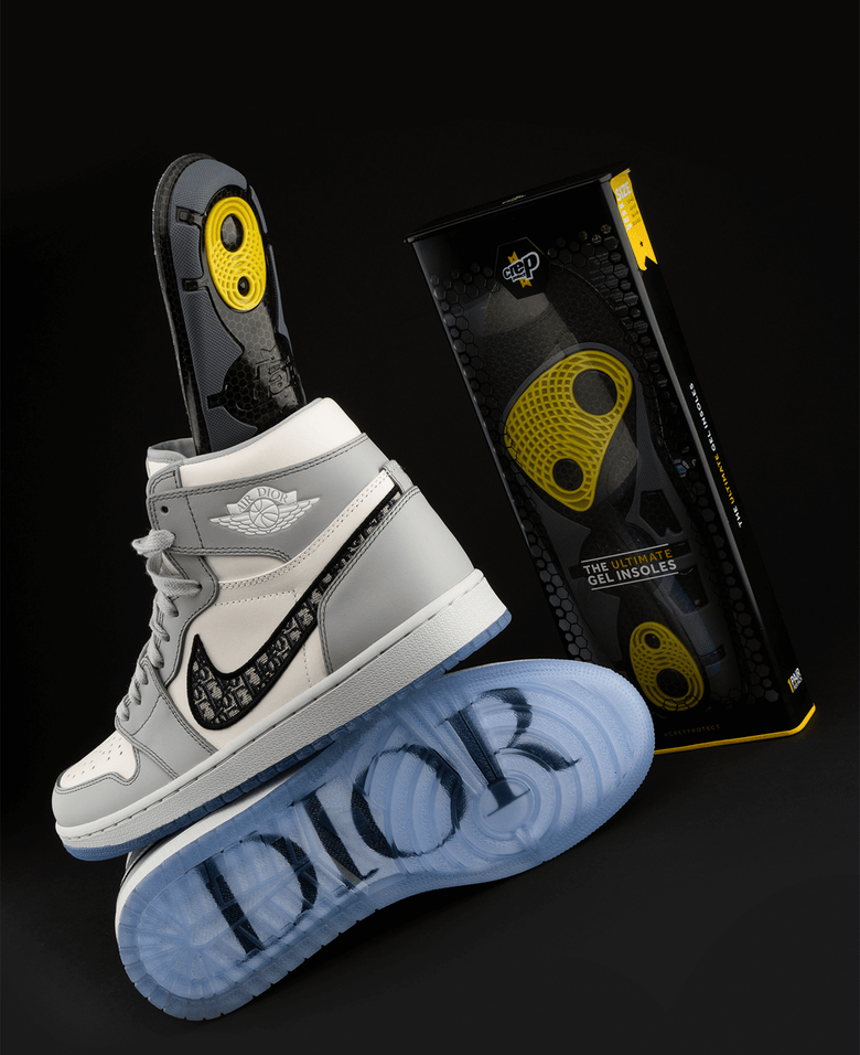 Crep Protect Nike sneakers equipped with gel insoles, highlighting added comfort and support.