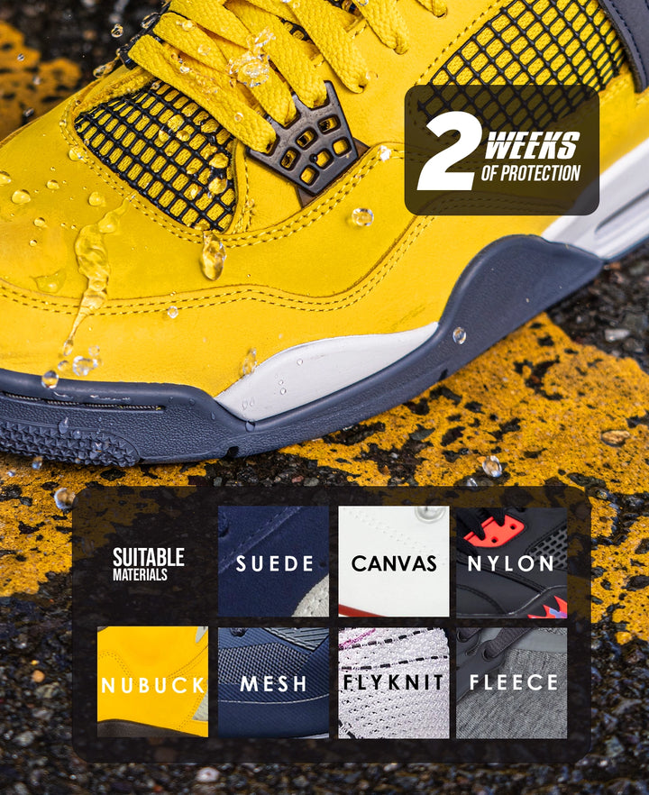 The ultimate rain and stain resistant shoe protective spray: unmatched protection for your gear by Crep Protect.
