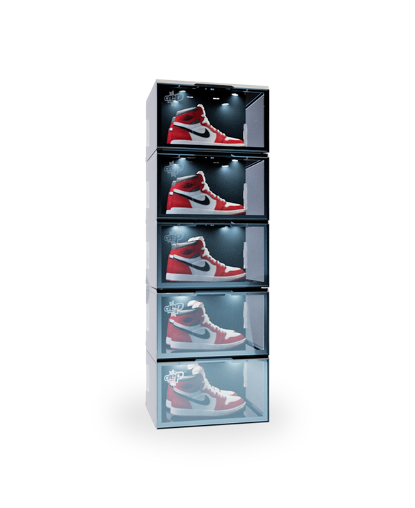 Crep Protect sneaker box 3.0, featuring sneakers in a compact, organised case.