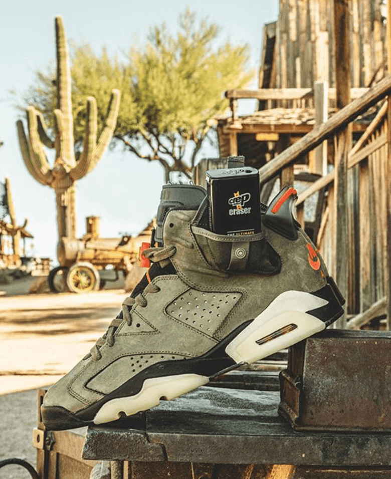 Sneaker with Crep Protect eraser for gentle cleaning and scuff removal.