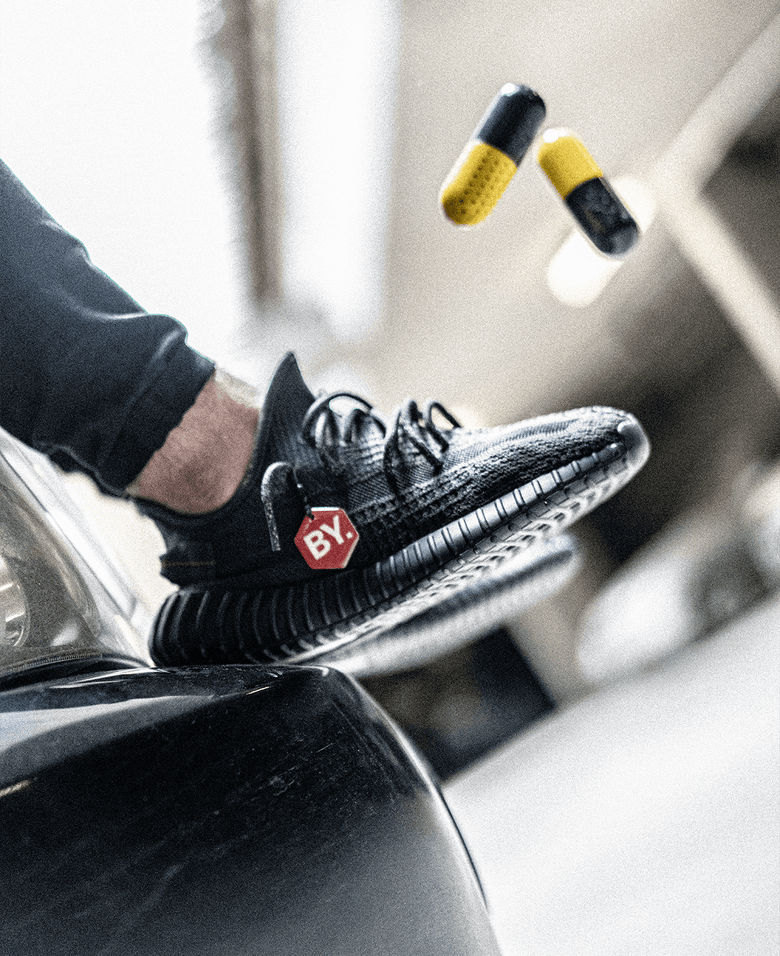 Sneakers Paired with Crep Protect Pill for Odor Absorption